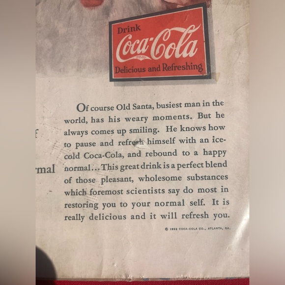 Vintage 1933 Coca-Cola Santa magazine ad page 10” x 6 7/8”VINTAGE HOLIDAY Decor - Picture 6 of 7